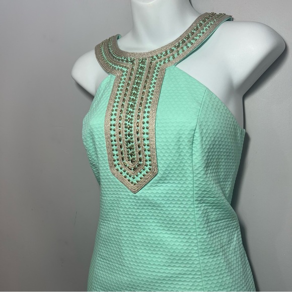 Lilly Pulitzer Mint Pastel Green Dress w/ Beaded Neckline size 2 Preppy Summer - Picture 12 of 12